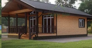 Проект одноэтажного дома из бруса с террасой - Строительство в Ижевске от Альянс СТ от 132938 руб.